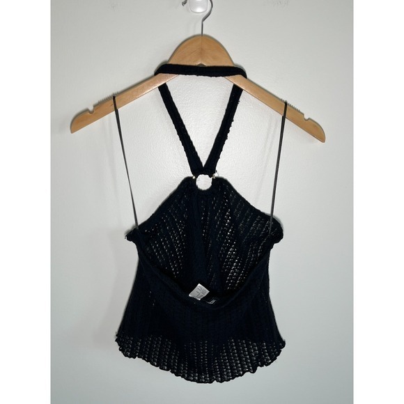 Y2K Crochet Halter Keyhole Top Fairy Whimsigoth Womens Black M - Picture 4 of 9